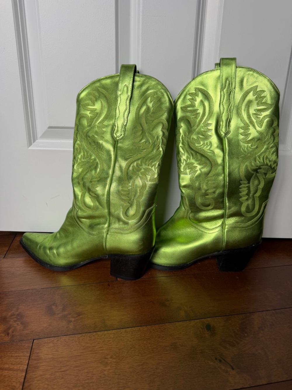 Jeffrey Campbell Metallic Lime Green Cowboy Boots - Picture 1 of 1